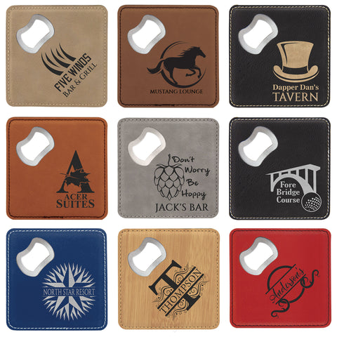 Square Coaster with Bottle Opener